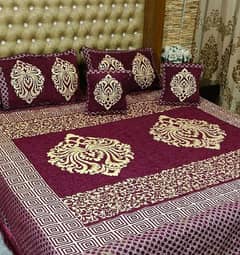 5 PCs velvet jacquard printed double bedspread