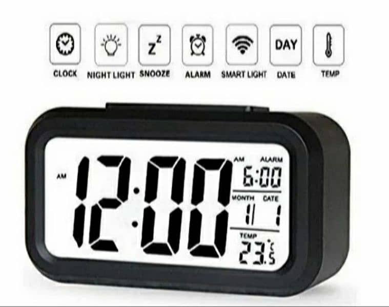 Digital Smart Light Backlight Alarm Clock with Night Sensor 3