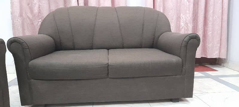 low price sofa set with decent design in dark brown color 0