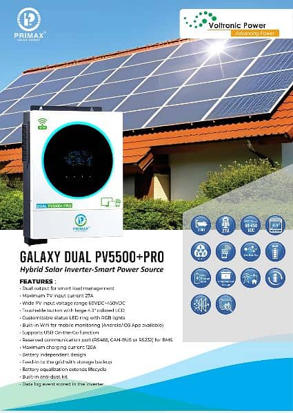 Primax Galaxy Series Dual PV5500+Pro 4KW Solar Hybrid Inverter 0