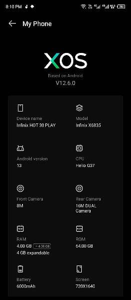 Infinix hot 30 Play with box or charger 10 by 10 condition 5