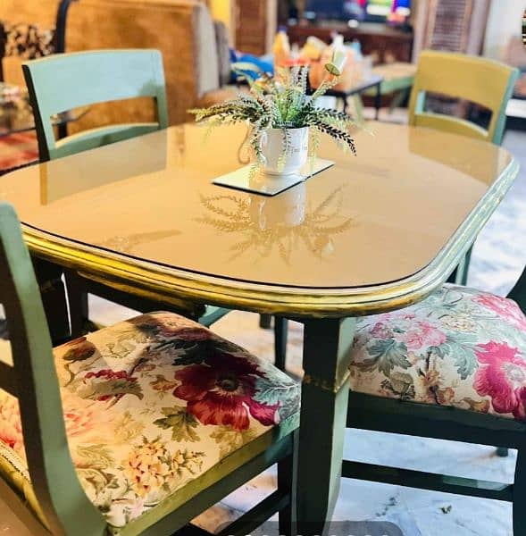 beautiful olive green chalk paint  dining table 0