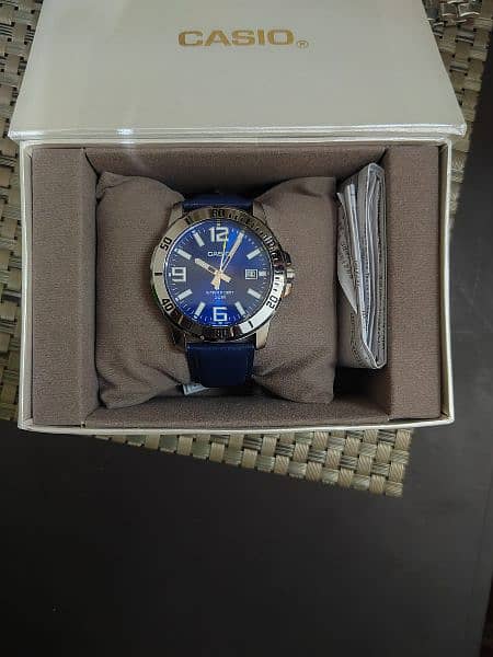 Casio blue leather strap watch 0