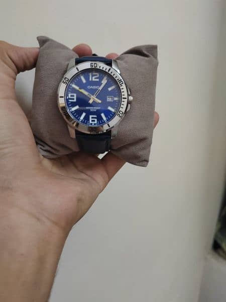 Casio blue leather strap watch 1