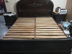 Chiniot Wood King Size Bed with Side Tables
