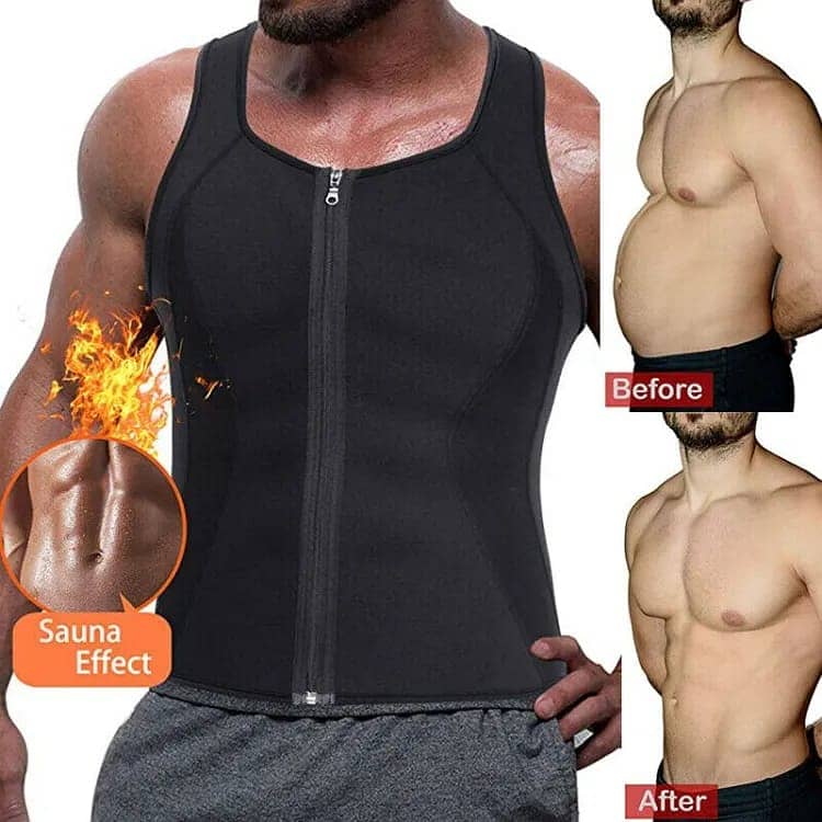 Men's Neoprene Sauna Sweat Vest Body Shaper Sport Slimming Compression 1