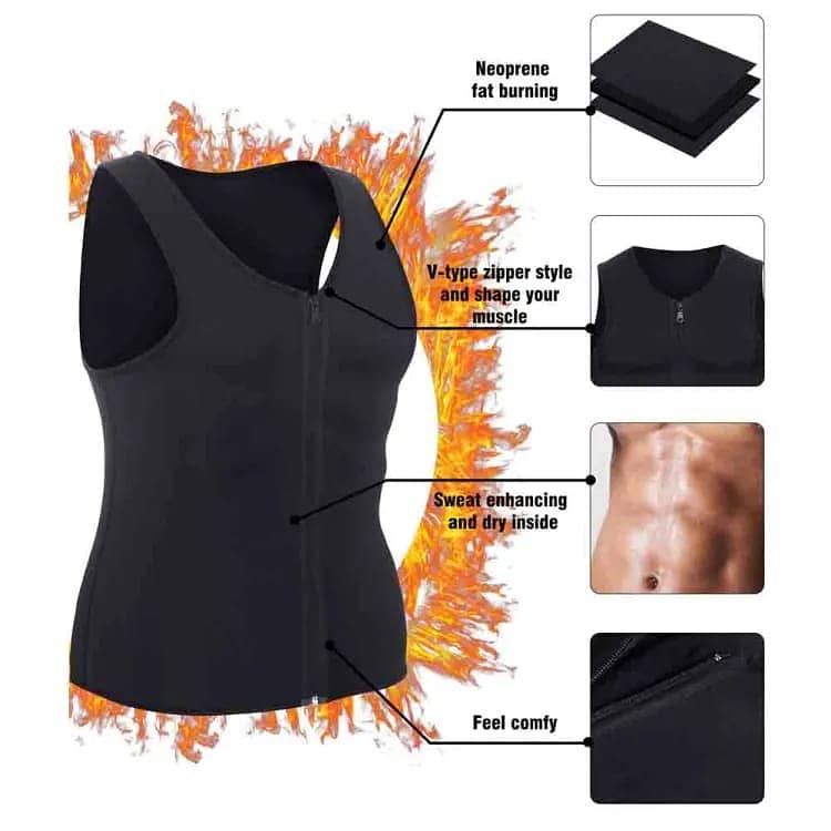 Men's Neoprene Sauna Sweat Vest Body Shaper Sport Slimming Compression 6
