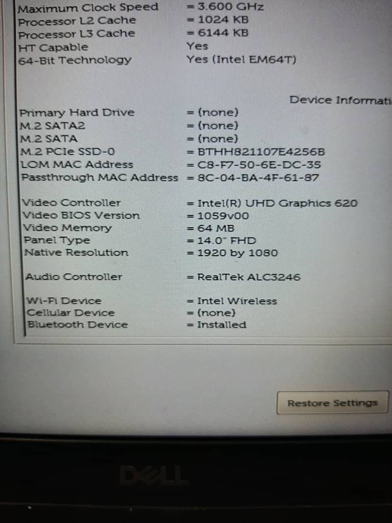 Dell Latitude 5490 Core i5 8350u 8th Generation 16GB 256GB 7