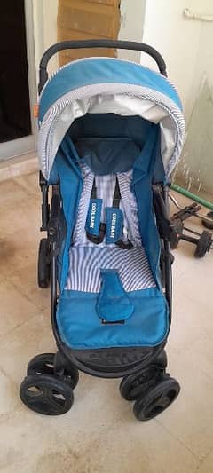 Cool baby stroller in blue colour