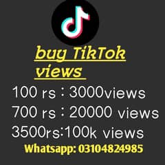 TikTok views 1000/3000/20000/100k available