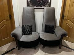 2 Sofa Chairs - Grey and Black