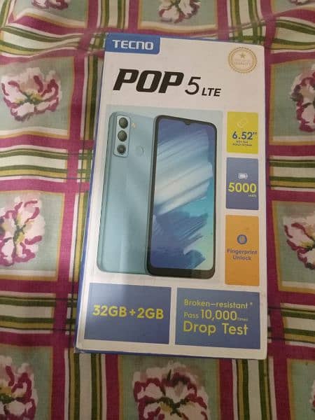Tecno pop 5 lite new condition with box and charger no open no repair 2