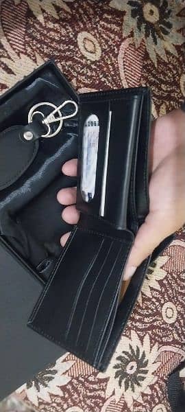 Genuine leather wallet + key cahin 2