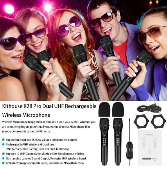 Microphone Rechargeable Wireless K28. Karaoke Cordless Microphone 7