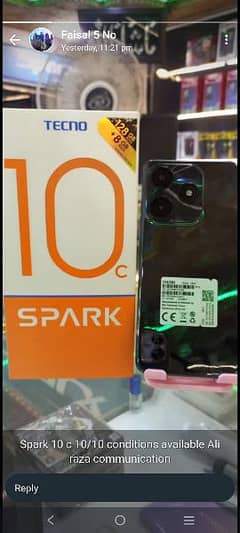 Urjent Sale Tecno Spark 10c 4+4=128