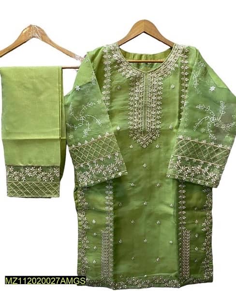 3 Pcs Womens Stitched Organza embroidered Suit 1