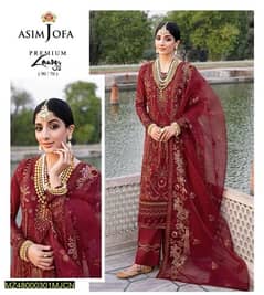 3 Pcs Women's Unstitched Lawn Embroidered Suit 0