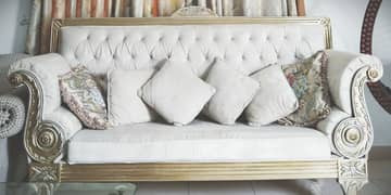 5 seater elegant half white sofa set