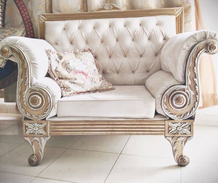 5 seater elegant half white sofa set 1
