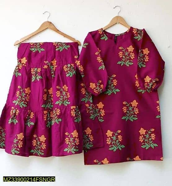 2 Pcs Women's Stitched Linen
Printed Suit 1
