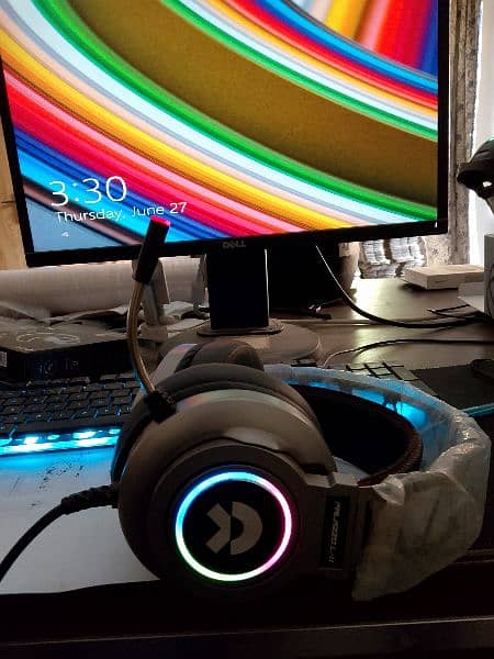 Gaming headset with base audio RGB running lights 0
