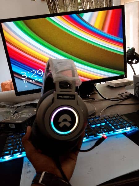 Gaming headset with base audio RGB running lights 3