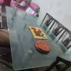 wood and glass on top dining table for sale Urgent