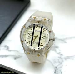 Men's analogue watch transparent strip