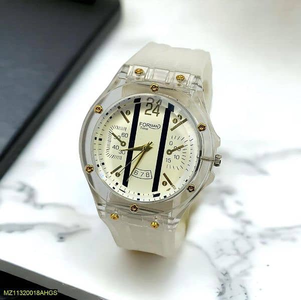Men's analogue watch transparent strip 0