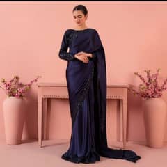 navy blue saree