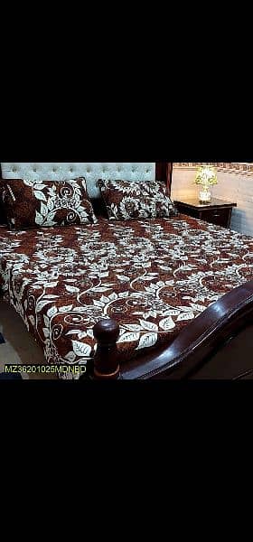 3 pcs crystal cotton printed double bed sheet 0
