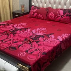 3 pcs crystal cotton printed double bed sheet