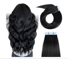 Tape in 20Pcs 20"inch Natural Real Human Hair Extensions Girls Black