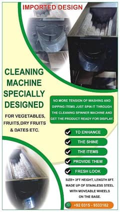 Fruits, Vegetables, Dry Fruits, Dates Cleaning Machine
