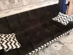 3 seater velvet sofa cum bed 0