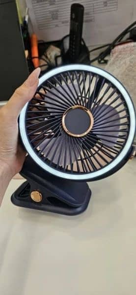 Portable Rechargeable USB Fan LED Selfie Ring Light Cooler table Fans 4