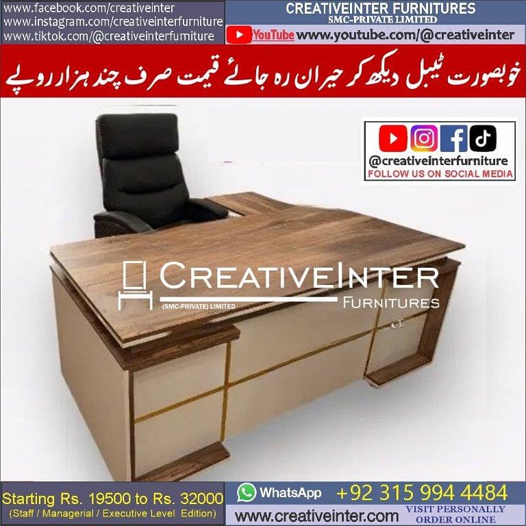 Modern gaming Office Table L Shape Desk Staff CEO Working Chair 7