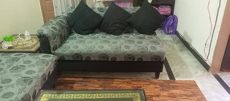 L shape sofa with 3 tables set 1
