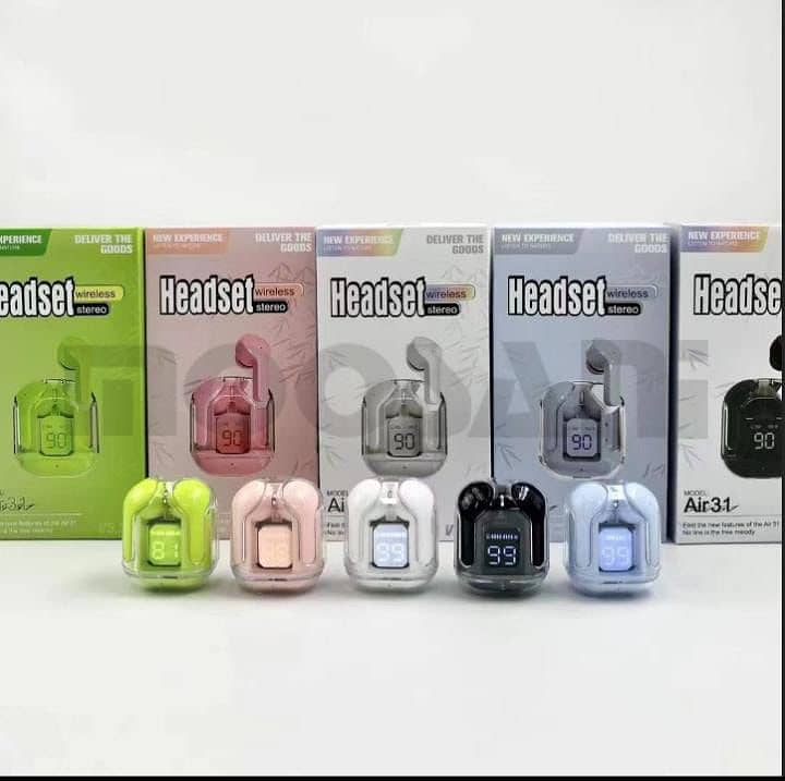 AIR 31 TWS ORIGINAL WITH BIG PACKING TRANSPARENT EARBUDS BLUETOOTH 6