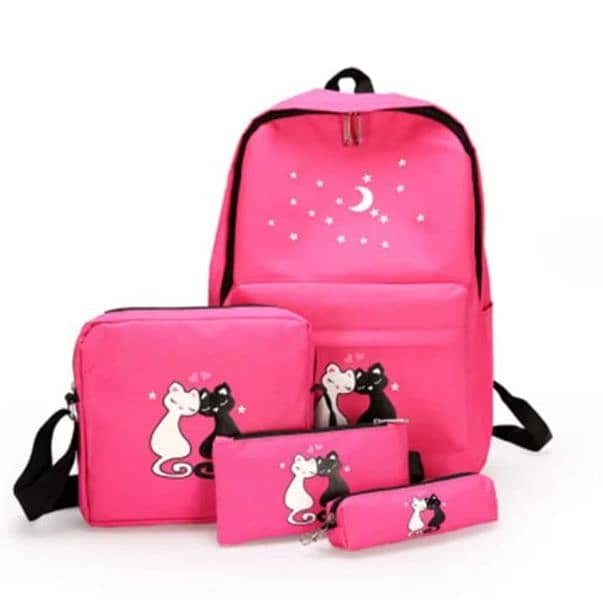 4 pcs cat design Bageek School colleage Bag for Teen Girls backpack 2