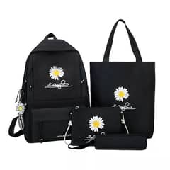4 pcs Flowers Design School bag, Girls bag, Coolege bag, Students bag