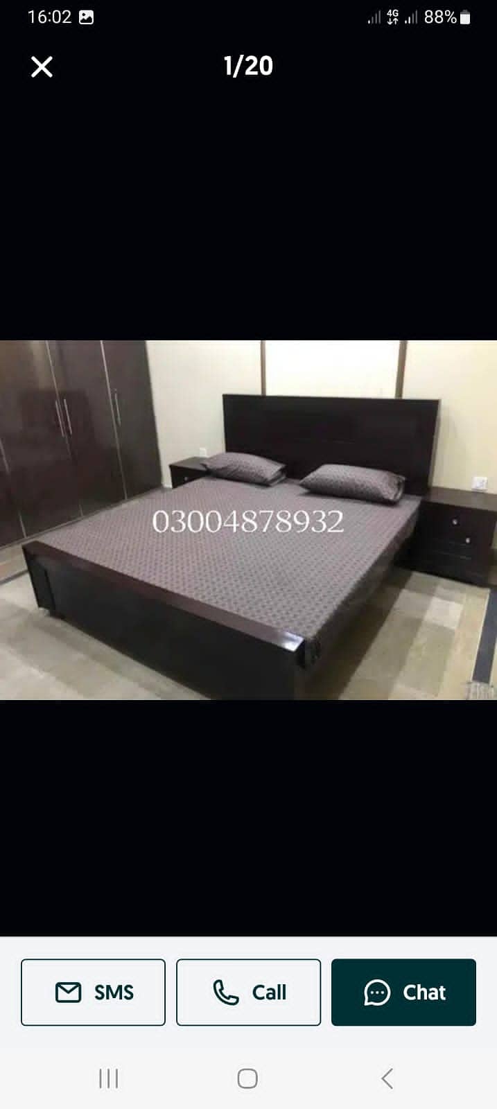 double bed,wooden bed,king size bed,side table,poshish bed,gloss paint 2