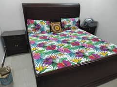 Solid wooden double bed without mattress