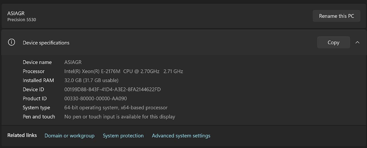 Dell Precision 5530 4k Touch Screen Original Condition 2