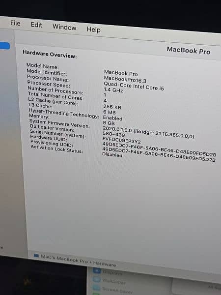 MACBOOK PRO 2020 13 INCH TOUCHBAR CORE I5 Q-C 8GB RAM 512GB SSD 3