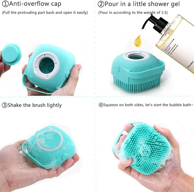 Multi-Function Silicone Liquid Bath Rubbing Brush with soap Dispenser 1