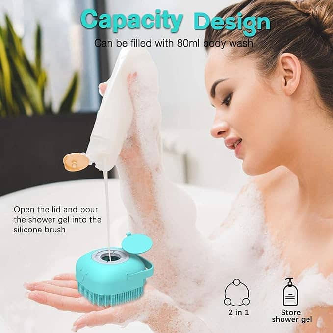 Multi-Function Silicone Liquid Bath Rubbing Brush with soap Dispenser 3