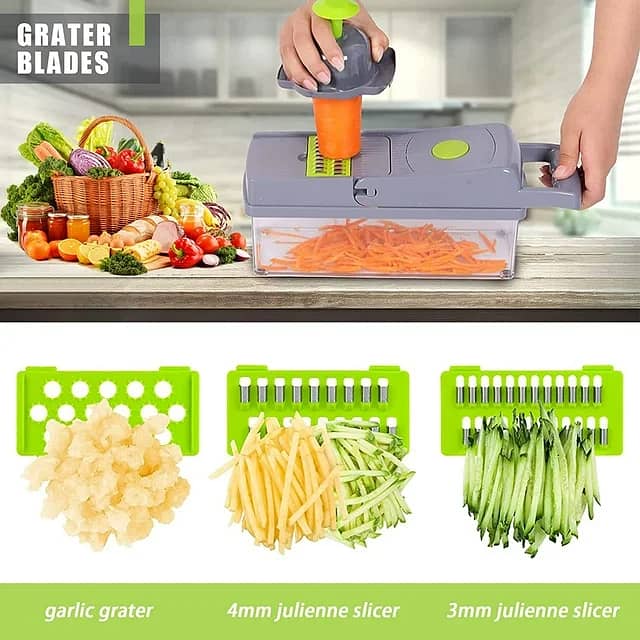 14 in 1 Slicing and Chopping Set with Grater Kitchen Chopper 9