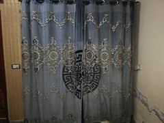 Grey Motive Net and velvet double curtains