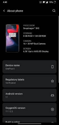 One plus 6 Dual Pta Approved 0